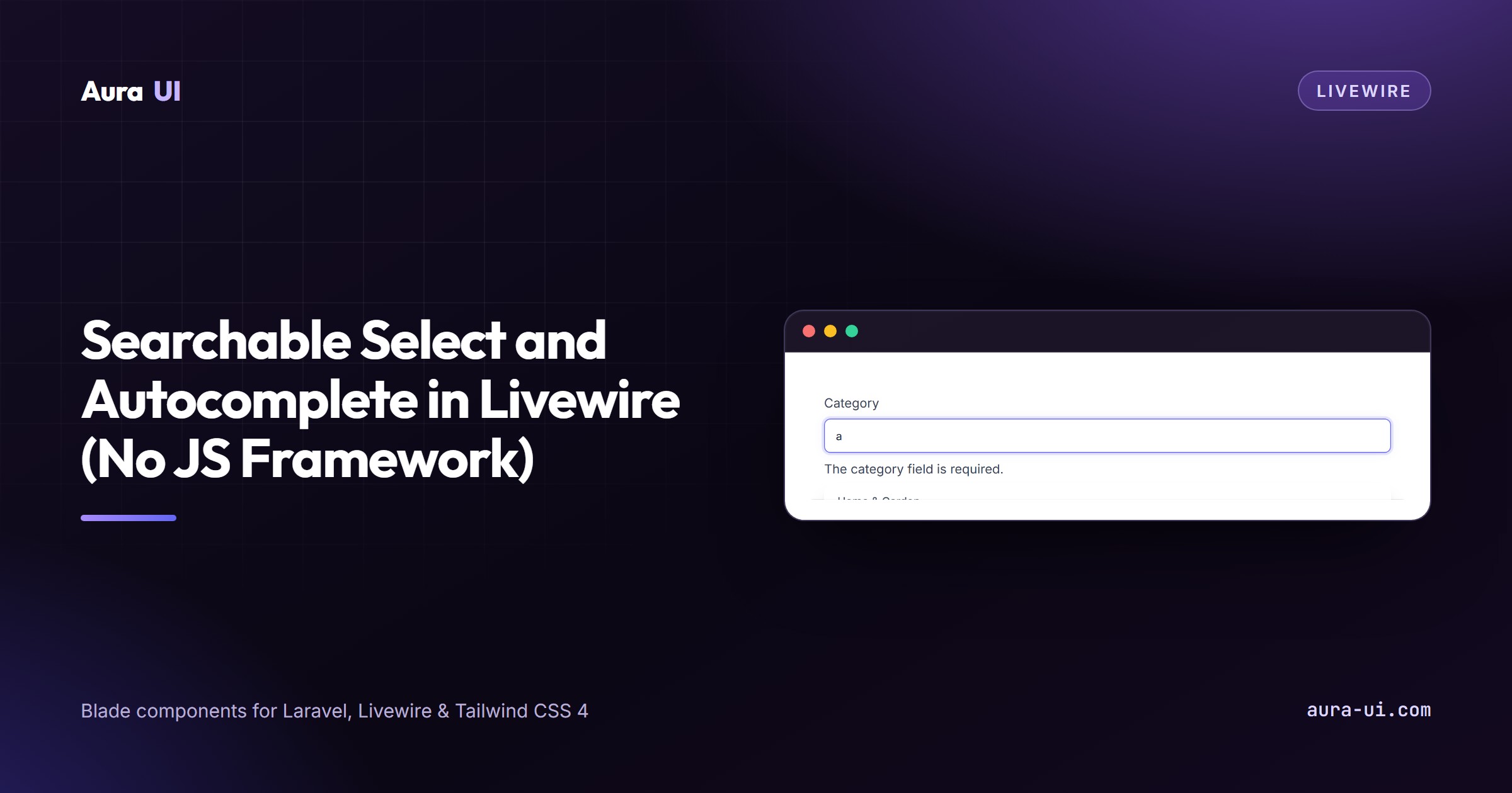 Searchable Select and Autocomplete in Livewire (No JS Framework)