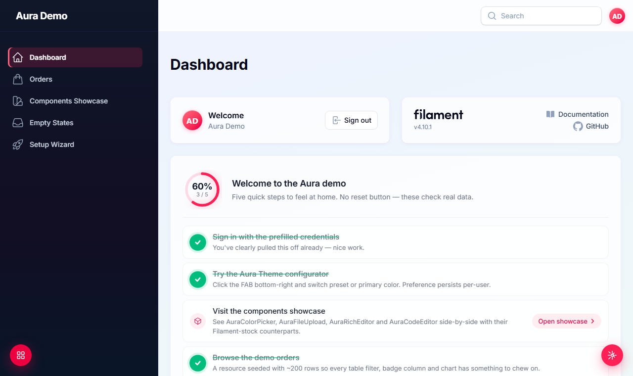 Filament Admin Theme — Aura UI